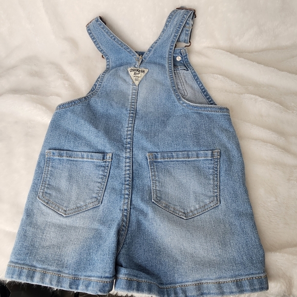 OshKosh B'Gosh Kids Overall Shorts Size 3T Blue Jeans Embroidered Butterfly - Picture 8 of 10